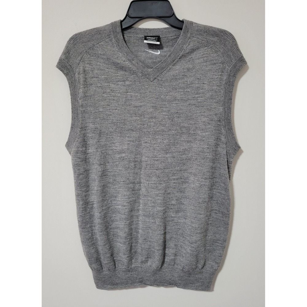 Nike Golf Tour Performance Sweater Vest Mens L Gray Merino Wool V-Neck